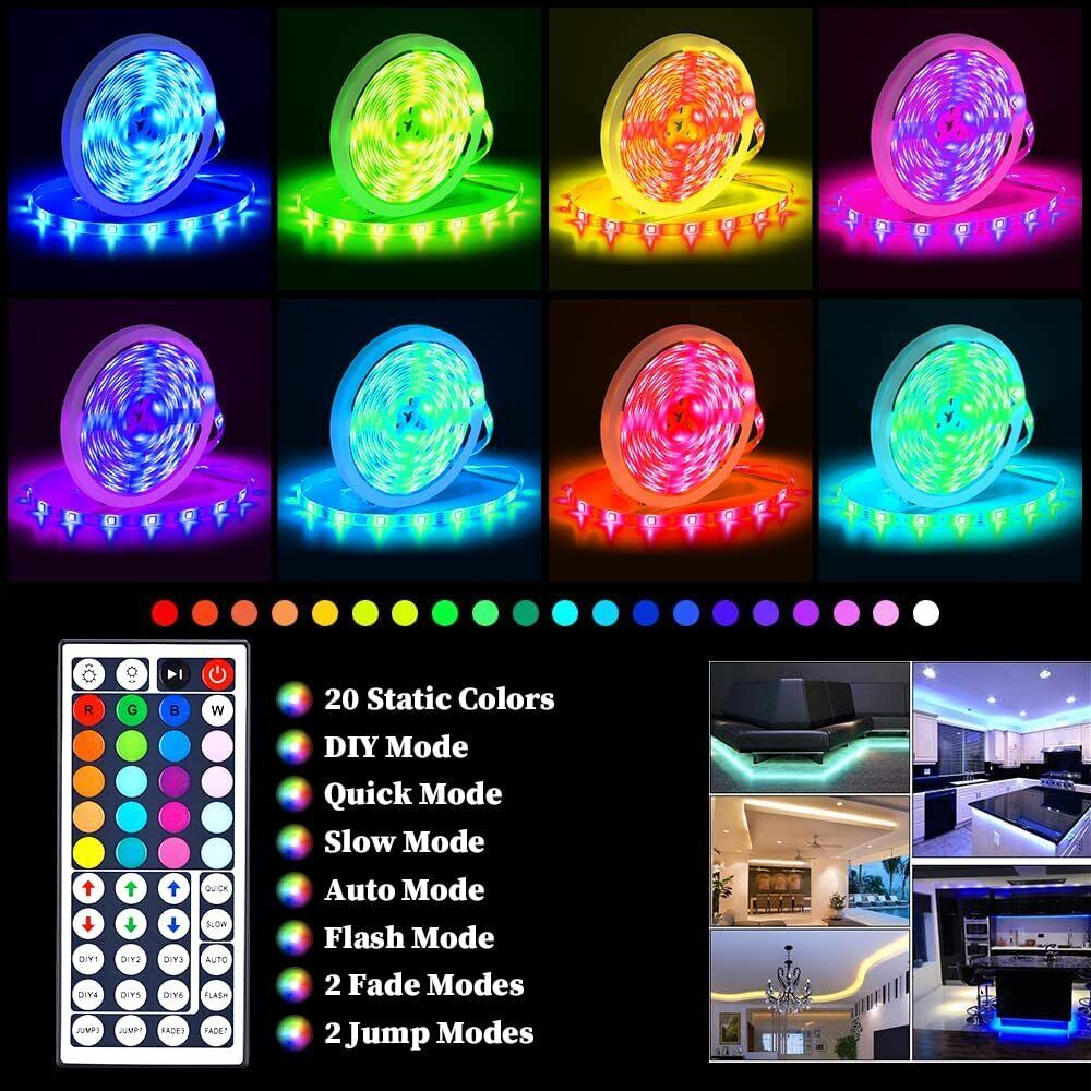 LED Light Strips 100ft with Bluetooth and Music Sync, 5050 RGB Ambient Lighting