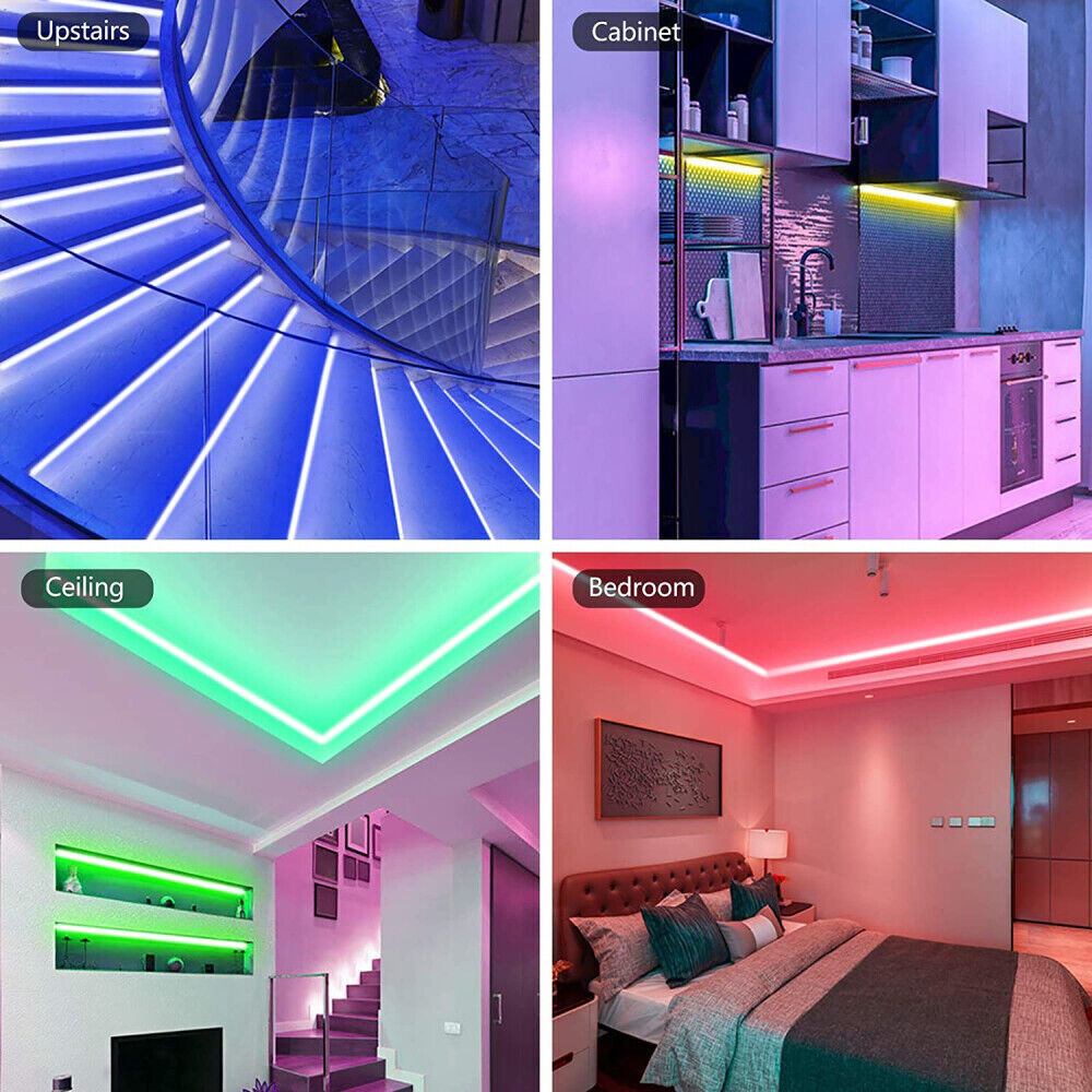RGB LED Light Strip with Music Sync and Bluetooth Control, 100ft/50ft