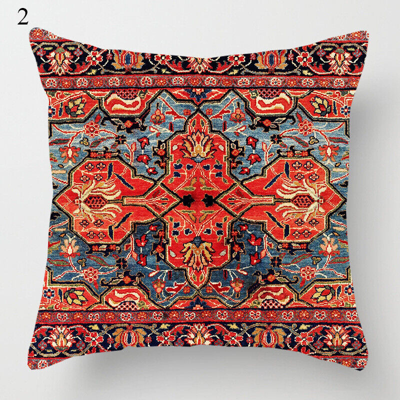 Ethnic Boho Mandala Print Linen Pillow Cover 18x18