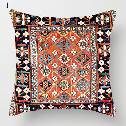 Ethnic Boho Mandala Print Linen Pillow Cover 18x18