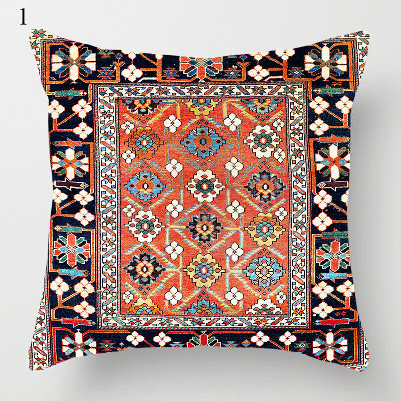 Ethnic Boho Mandala Print Linen Pillow Cover 18x18