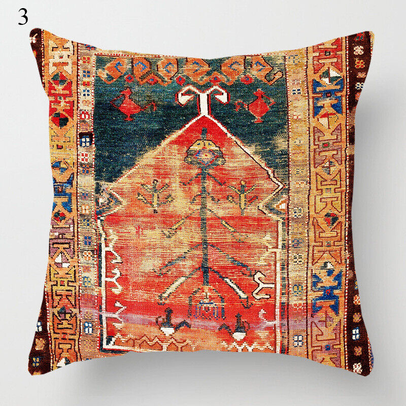 Ethnic Boho Mandala Print Linen Pillow Cover 18x18