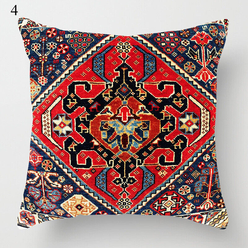 Ethnic Boho Mandala Print Linen Pillow Cover 18x18
