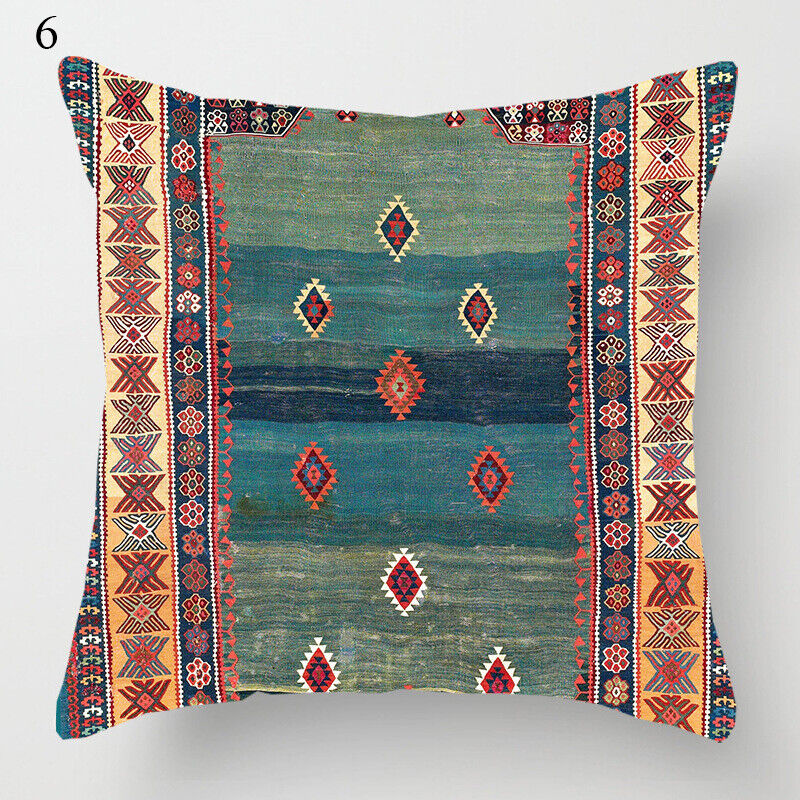 Ethnic Boho Mandala Print Linen Pillow Cover 18x18