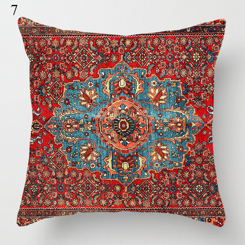 Ethnic Boho Mandala Print Linen Pillow Cover 18x18