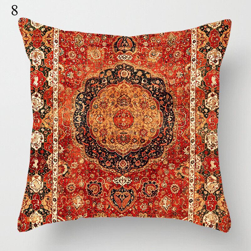 Ethnic Boho Mandala Print Linen Pillow Cover 18x18