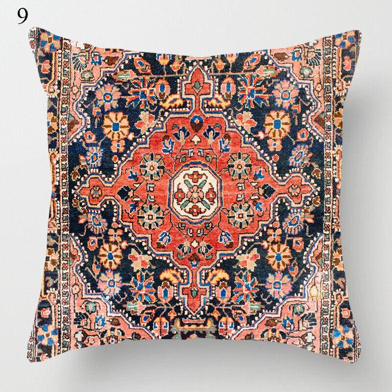 Ethnic Boho Mandala Print Linen Pillow Cover 18x18