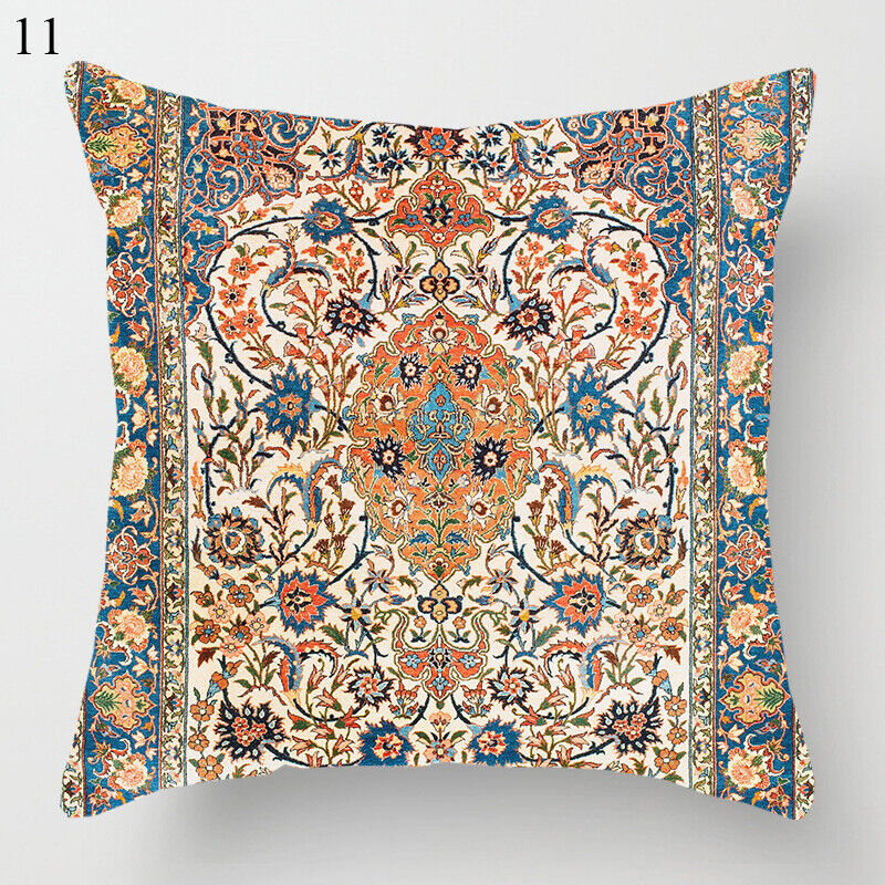 Ethnic Boho Mandala Print Linen Pillow Cover 18x18
