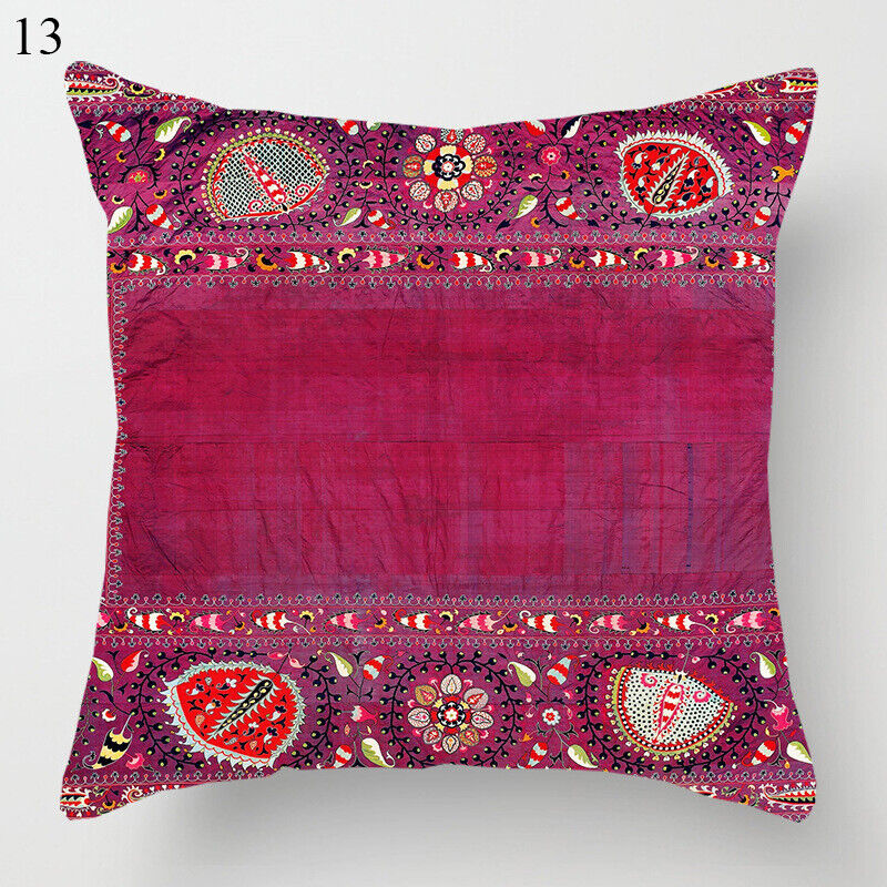 Ethnic Boho Mandala Print Linen Pillow Cover 18x18