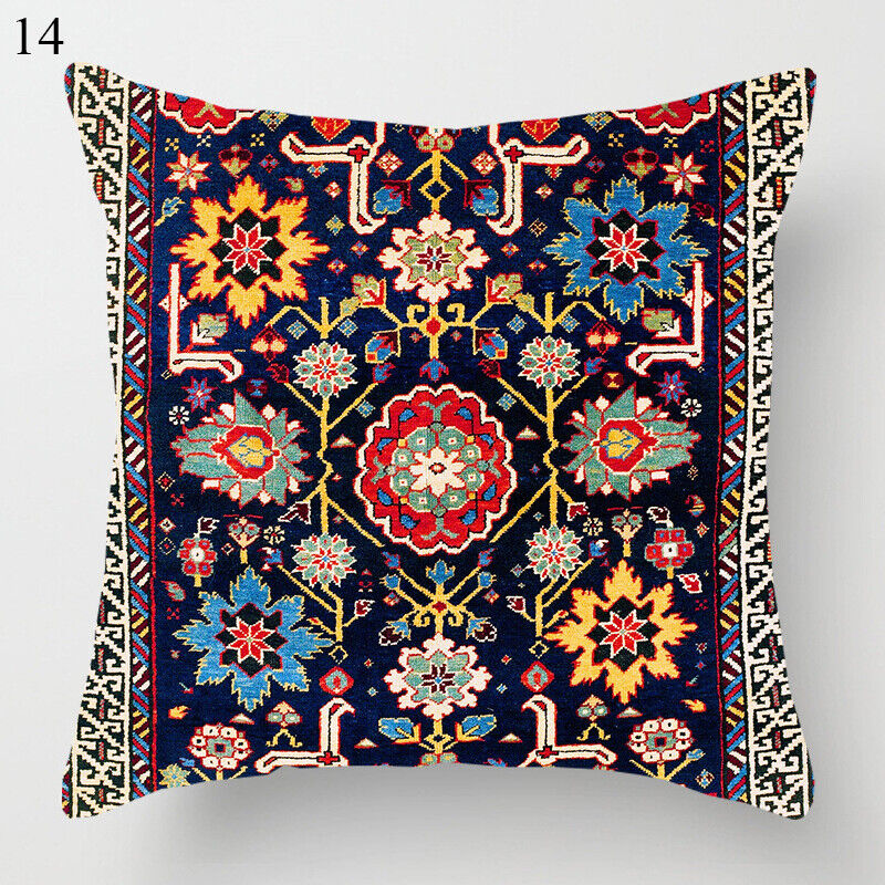 Ethnic Boho Mandala Print Linen Pillow Cover 18x18