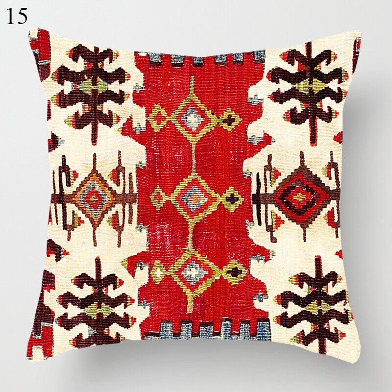 Ethnic Boho Mandala Print Linen Pillow Cover 18x18