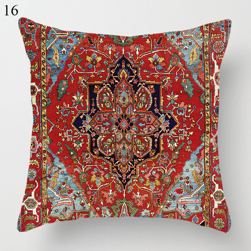 Ethnic Boho Mandala Print Linen Pillow Cover 18x18