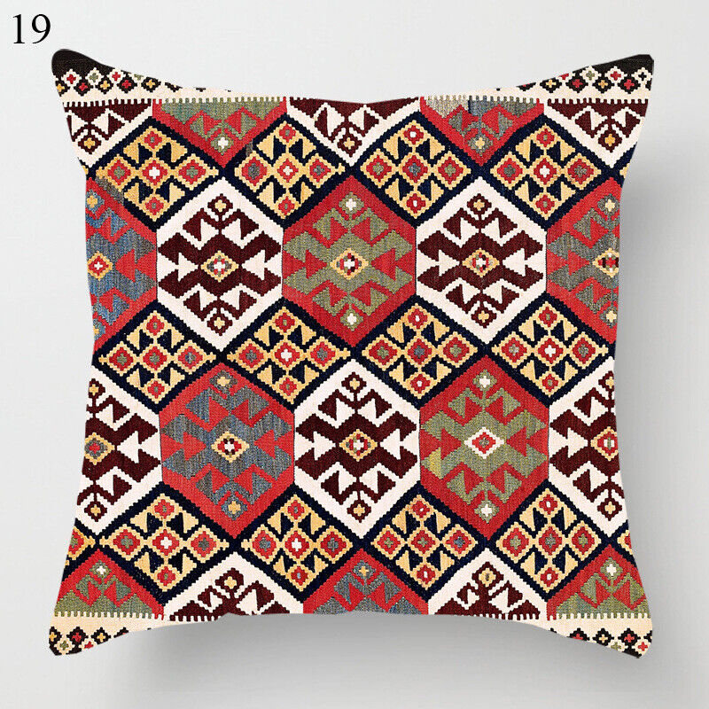 Ethnic Boho Mandala Print Linen Pillow Cover 18x18