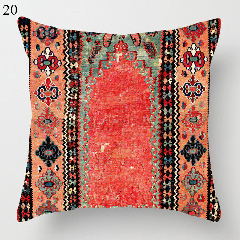 Ethnic Boho Mandala Print Linen Pillow Cover 18x18