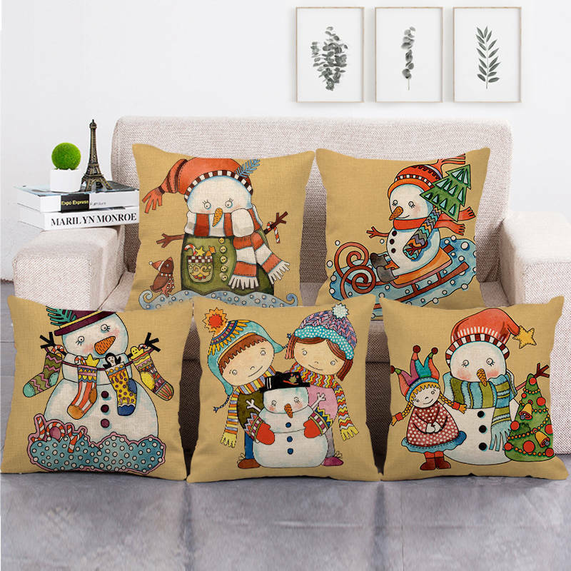 18" Merry Xmas Holiday Throw Pillow Cover - Cotton Linen, Stain-Resistant