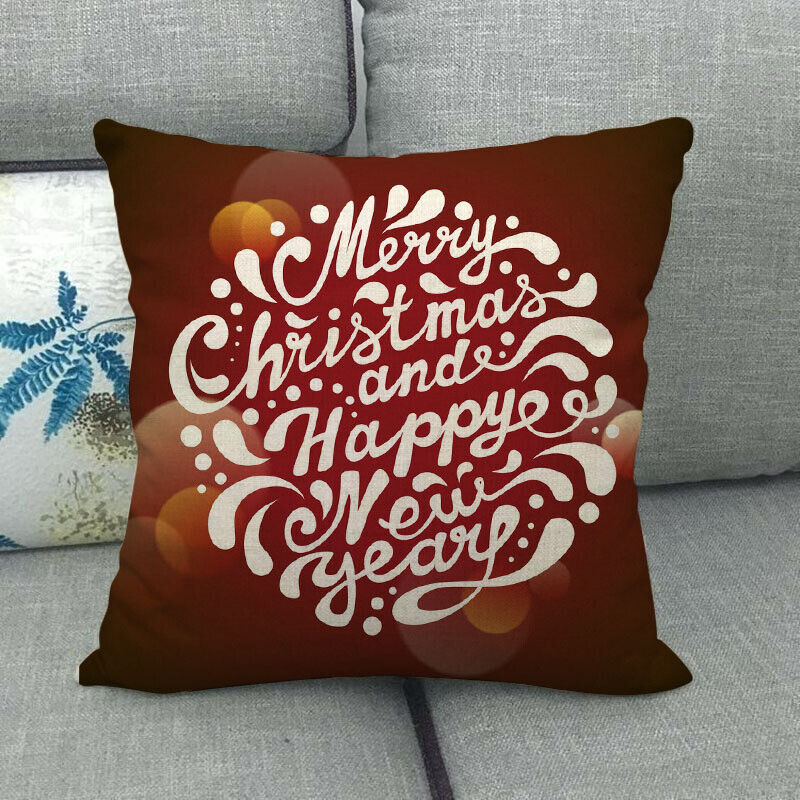18" Merry Xmas Holiday Throw Pillow Cover - Cotton Linen, Stain-Resistant