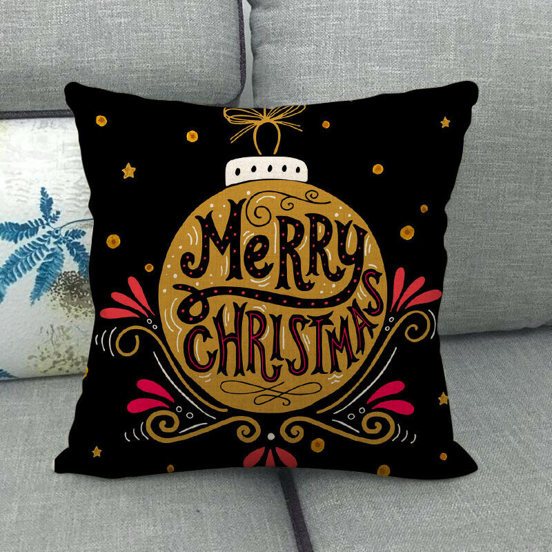 18" Merry Xmas Holiday Throw Pillow Cover - Cotton Linen, Stain-Resistant