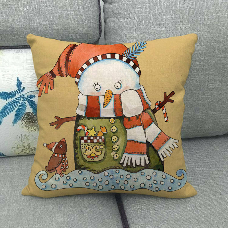 18" Merry Xmas Holiday Throw Pillow Cover - Cotton Linen, Stain-Resistant