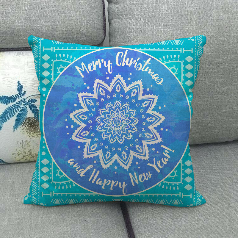 18" Merry Xmas Holiday Throw Pillow Cover - Cotton Linen, Stain-Resistant