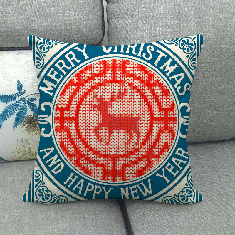 18" Merry Xmas Holiday Throw Pillow Cover - Cotton Linen, Stain-Resistant
