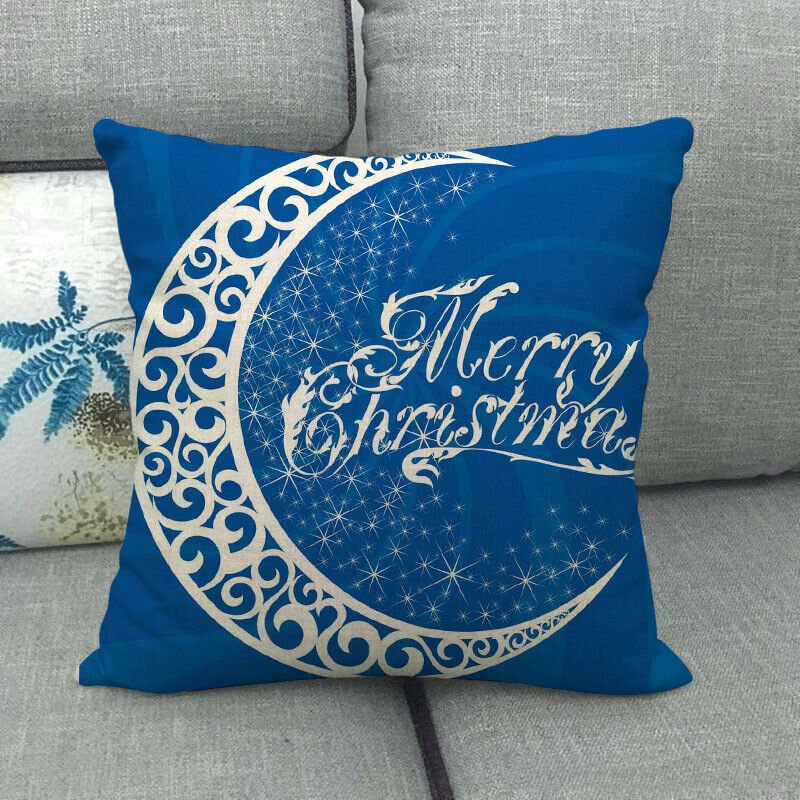 18" Merry Xmas Holiday Throw Pillow Cover - Cotton Linen, Stain-Resistant