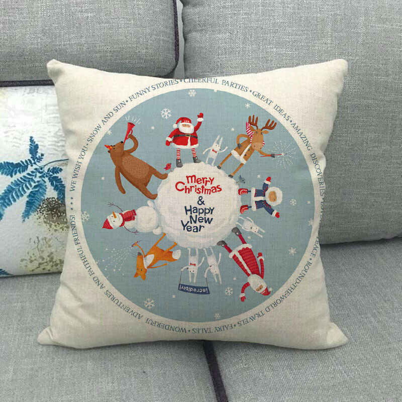 18" Merry Xmas Holiday Throw Pillow Cover - Cotton Linen, Stain-Resistant