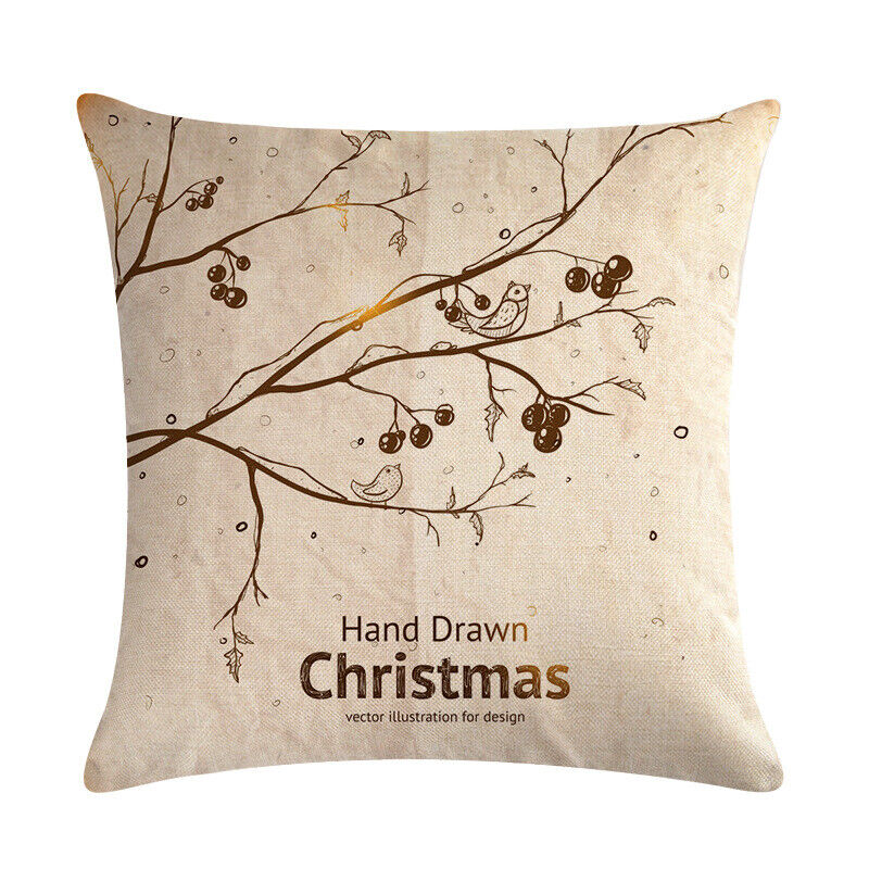 18" Merry Xmas Holiday Throw Pillow Cover - Cotton Linen, Stain-Resistant