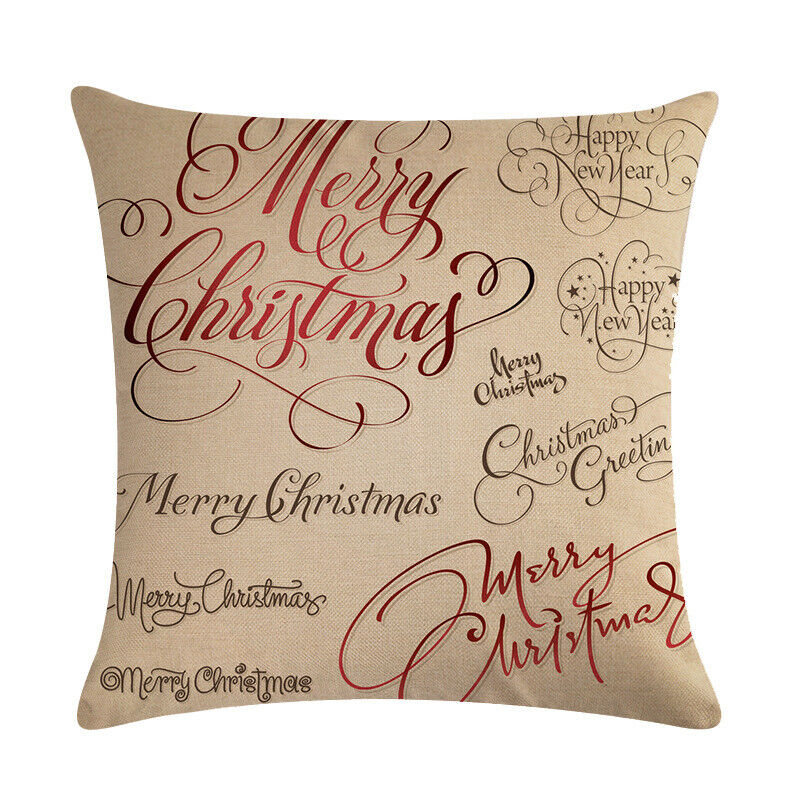 18" Merry Xmas Holiday Throw Pillow Cover - Cotton Linen, Stain-Resistant
