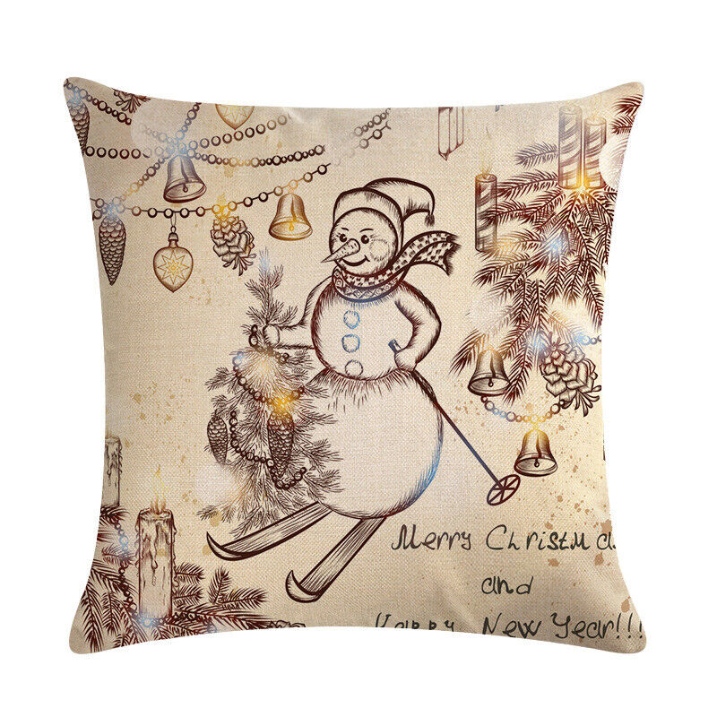 18" Merry Xmas Holiday Throw Pillow Cover - Cotton Linen, Stain-Resistant