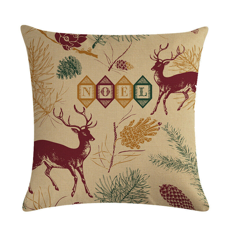 18" Merry Xmas Holiday Throw Pillow Cover - Cotton Linen, Stain-Resistant