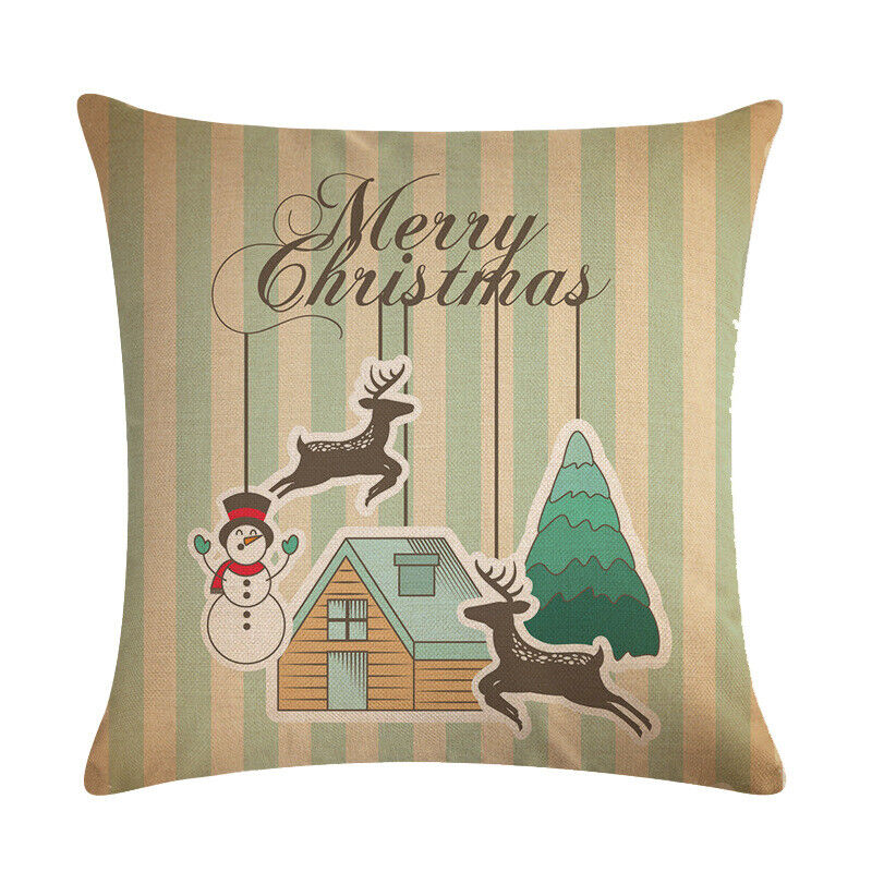 18" Merry Xmas Holiday Throw Pillow Cover - Cotton Linen, Stain-Resistant