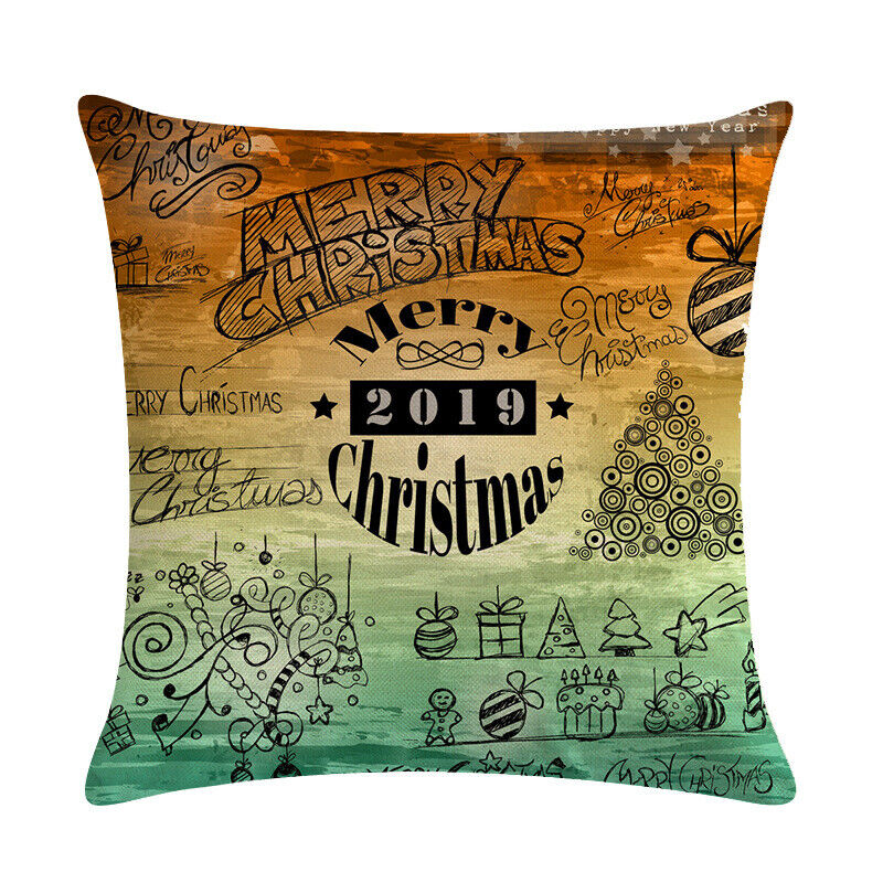 18" Merry Xmas Holiday Throw Pillow Cover - Cotton Linen, Stain-Resistant