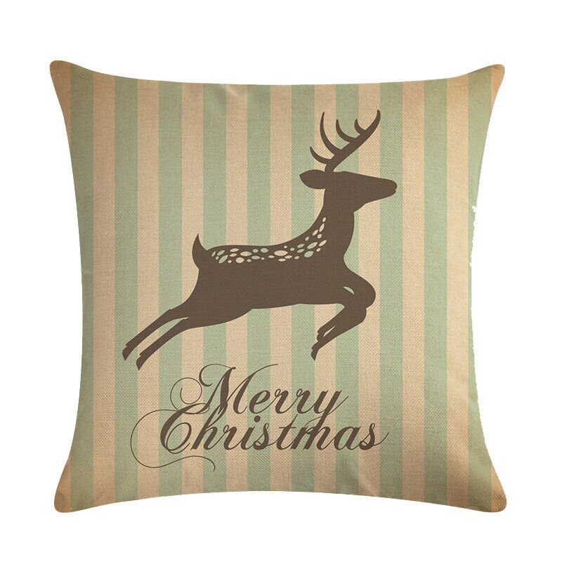 18" Merry Xmas Holiday Throw Pillow Cover - Cotton Linen, Stain-Resistant
