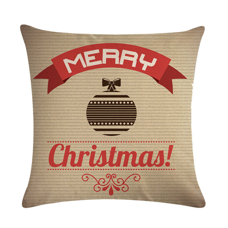 18" Merry Xmas Holiday Throw Pillow Cover - Cotton Linen, Stain-Resistant
