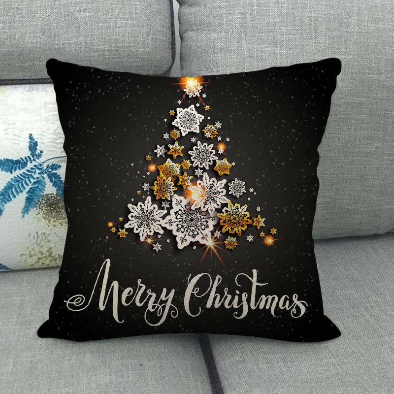 18" Merry Xmas Holiday Throw Pillow Cover - Cotton Linen, Stain-Resistant