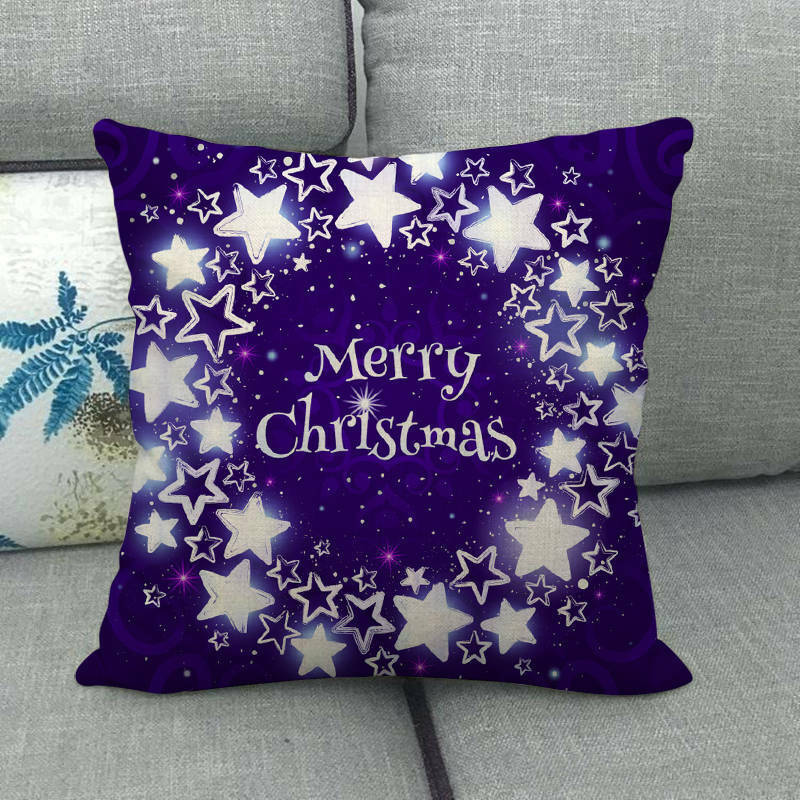 18" Merry Xmas Holiday Throw Pillow Cover - Cotton Linen, Stain-Resistant