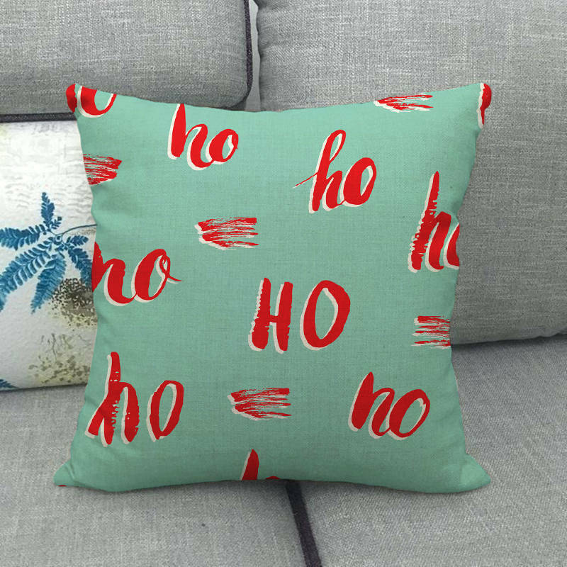 18" Merry Xmas Holiday Throw Pillow Cover - Cotton Linen, Stain-Resistant