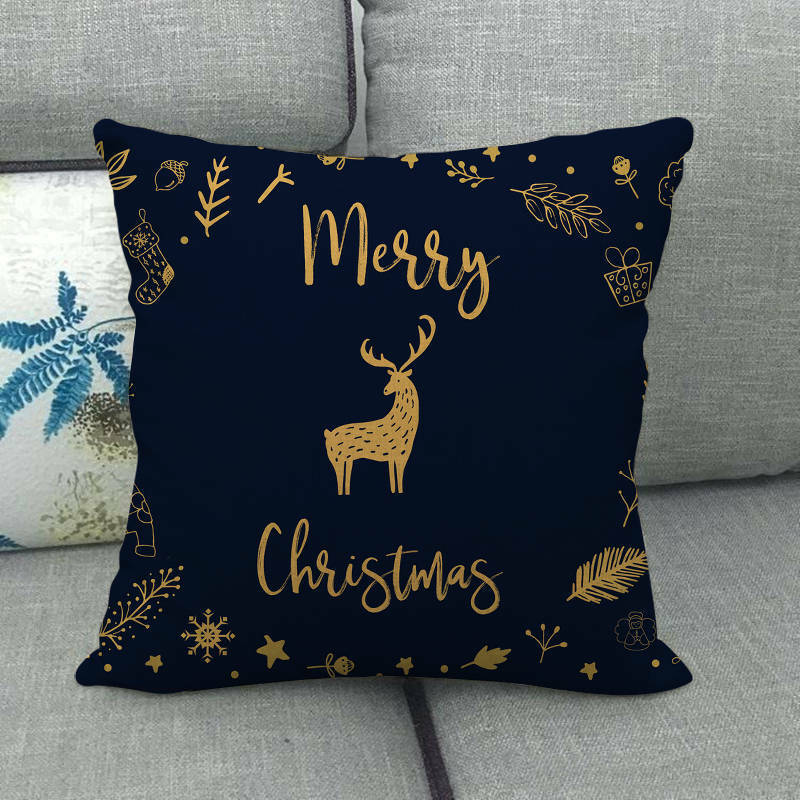 18" Merry Xmas Holiday Throw Pillow Cover - Cotton Linen, Stain-Resistant
