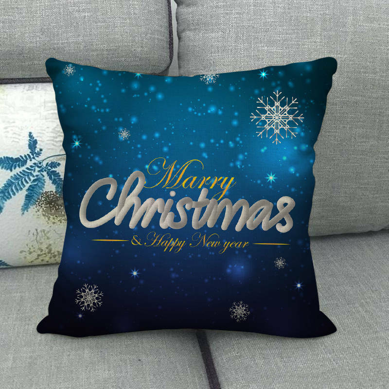 18" Merry Xmas Holiday Throw Pillow Cover - Cotton Linen, Stain-Resistant