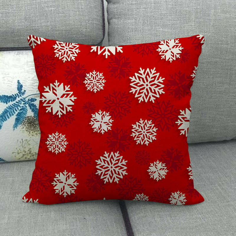 18" Merry Xmas Holiday Throw Pillow Cover - Cotton Linen, Stain-Resistant