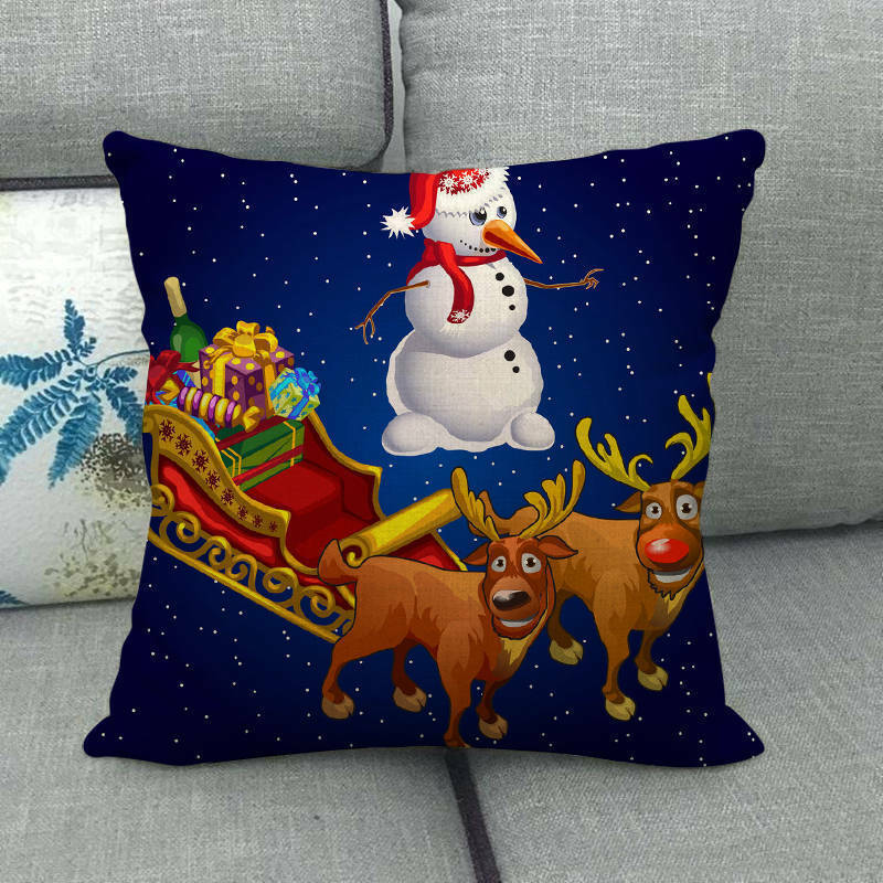 18" Merry Xmas Holiday Throw Pillow Cover - Cotton Linen, Stain-Resistant