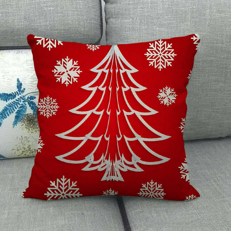 18" Merry Xmas Holiday Throw Pillow Cover - Cotton Linen, Stain-Resistant