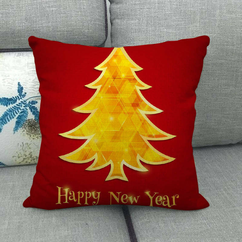 18" Merry Xmas Holiday Throw Pillow Cover - Cotton Linen, Stain-Resistant