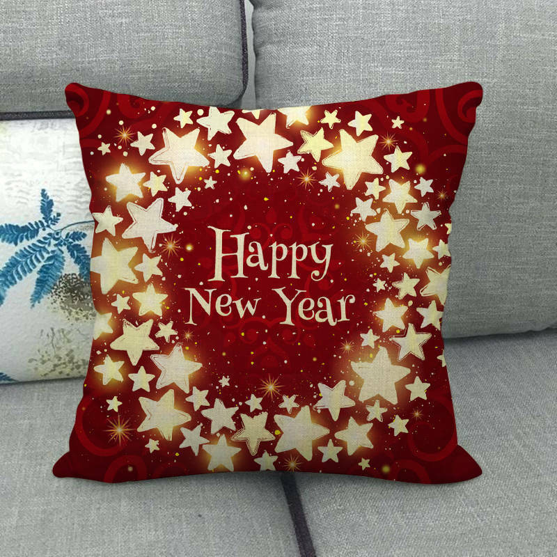 18" Merry Xmas Holiday Throw Pillow Cover - Cotton Linen, Stain-Resistant