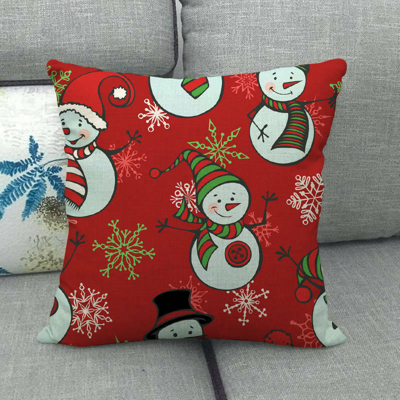 18" Merry Xmas Holiday Throw Pillow Cover - Cotton Linen, Stain-Resistant