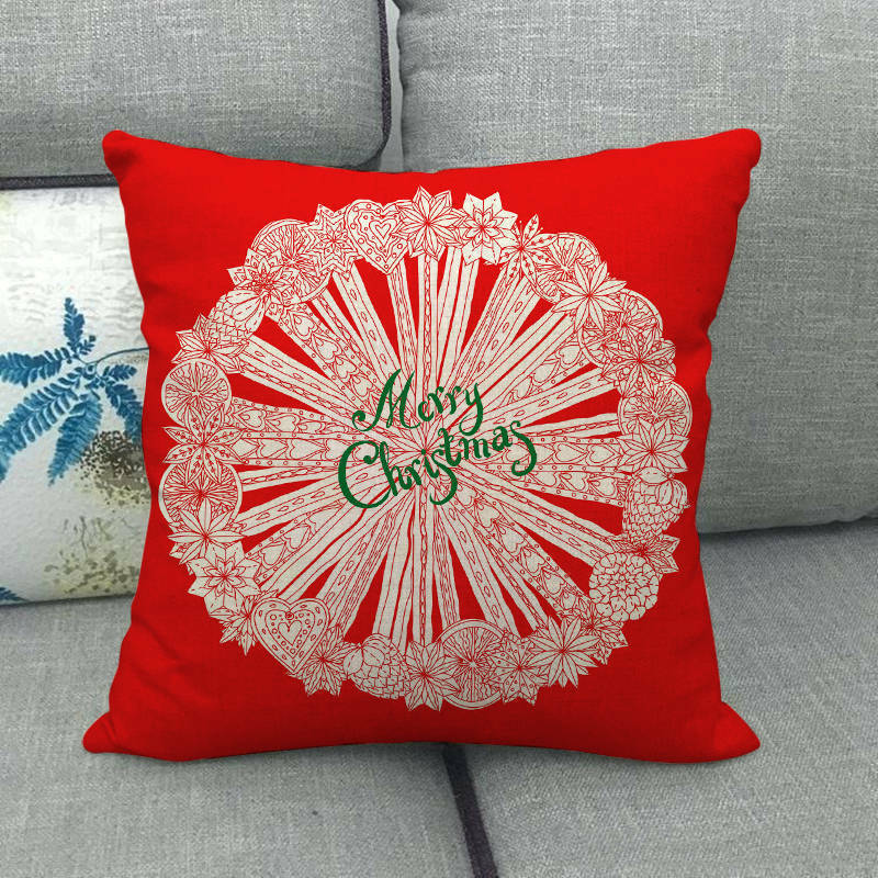 18" Merry Xmas Holiday Throw Pillow Cover - Cotton Linen, Stain-Resistant