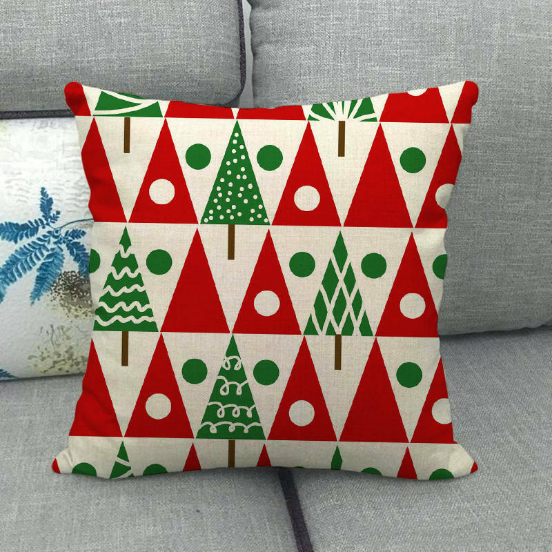 18" Merry Xmas Holiday Throw Pillow Cover - Cotton Linen, Stain-Resistant
