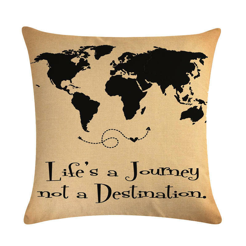 Vintage World Map Throw Pillow Cover 18x18 Eco-Friendly Cotton Linen