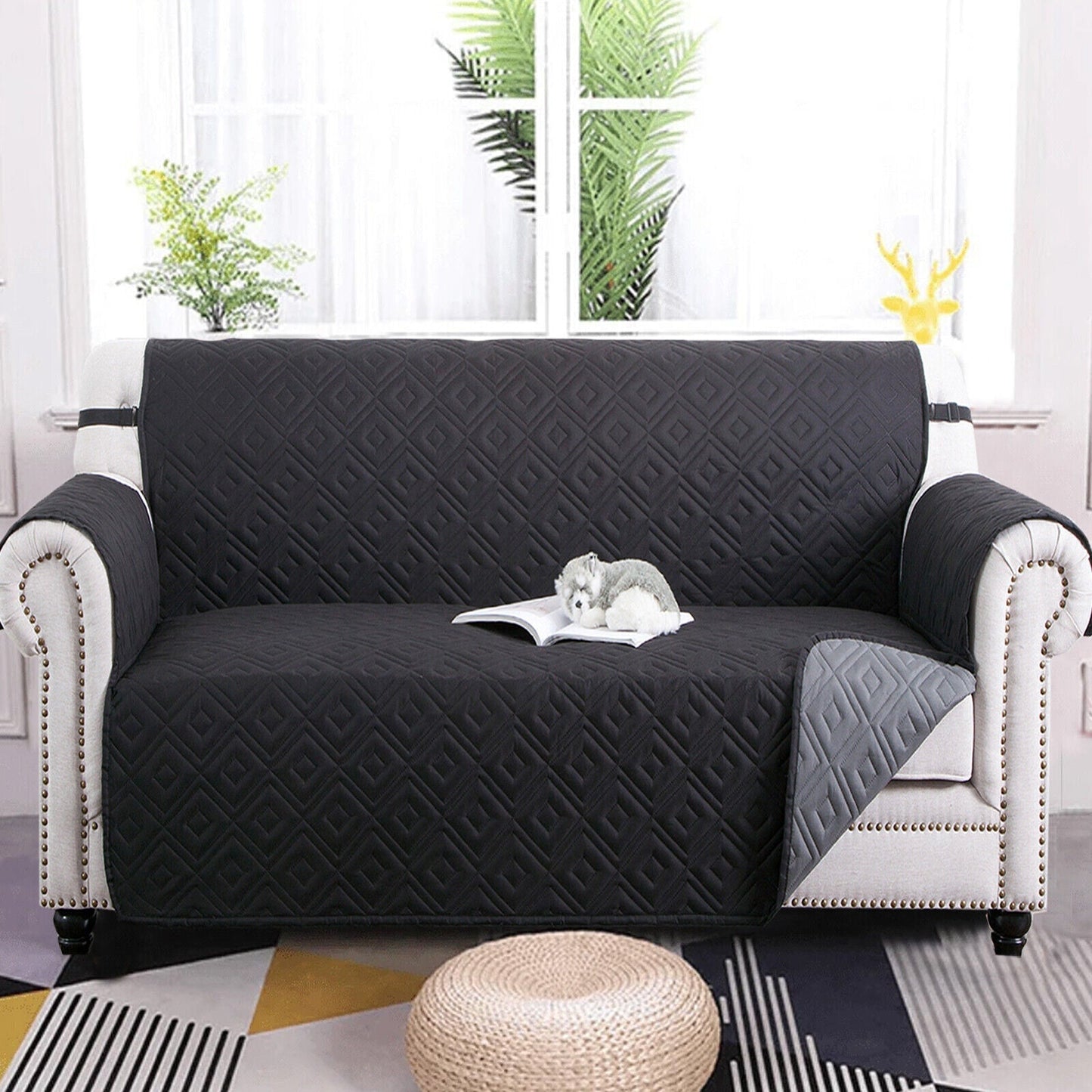 Water-Repellent Quilted Sofa Cover Pet Protector Non-Slip Throw