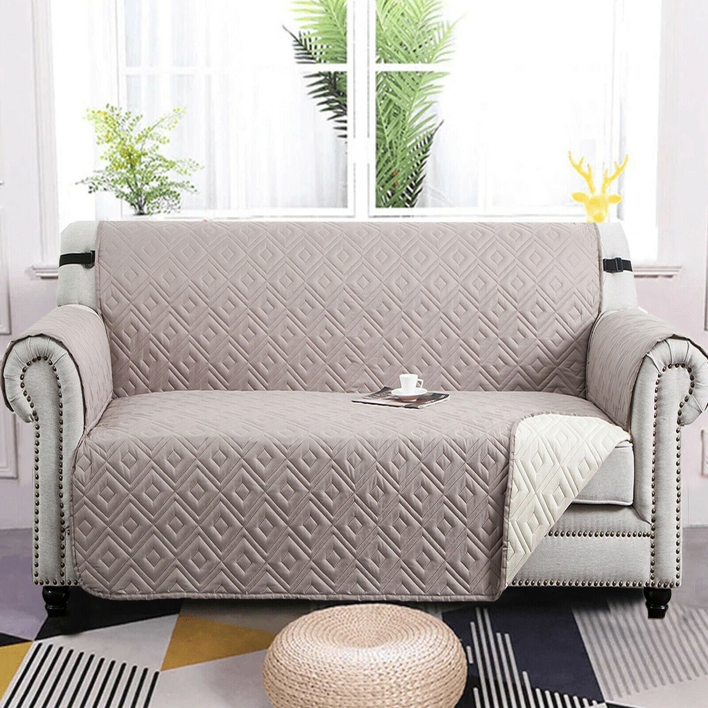 Water-Repellent Quilted Sofa Cover Pet Protector Non-Slip Throw